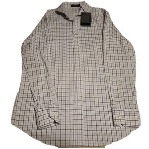 G/FORE Long Sleeve Skull Dress Shirt G4 Gray White Mens Golf Size M NWT NEW